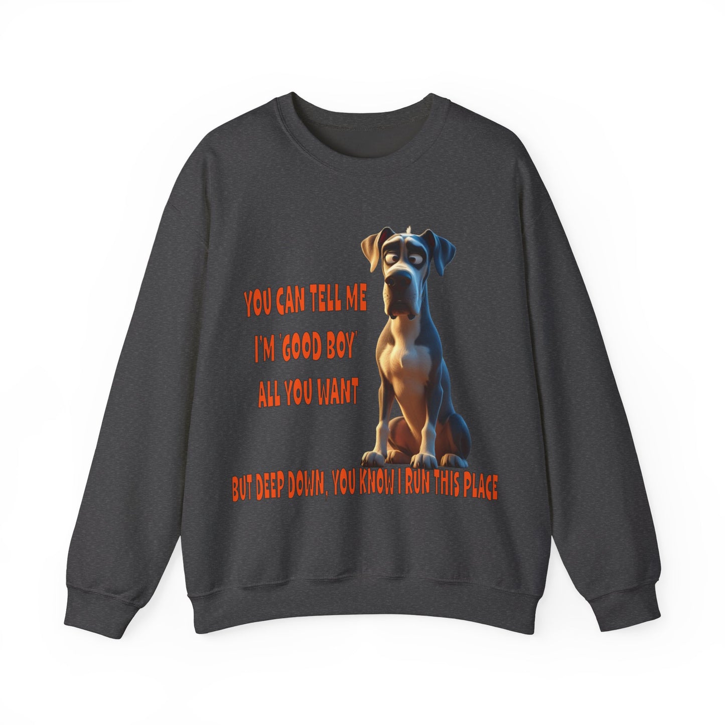 Great Danes with Tude! Lap Dog! - Dogs with Tude Collection - White  - Unisex Crewneck Sweatshirt
