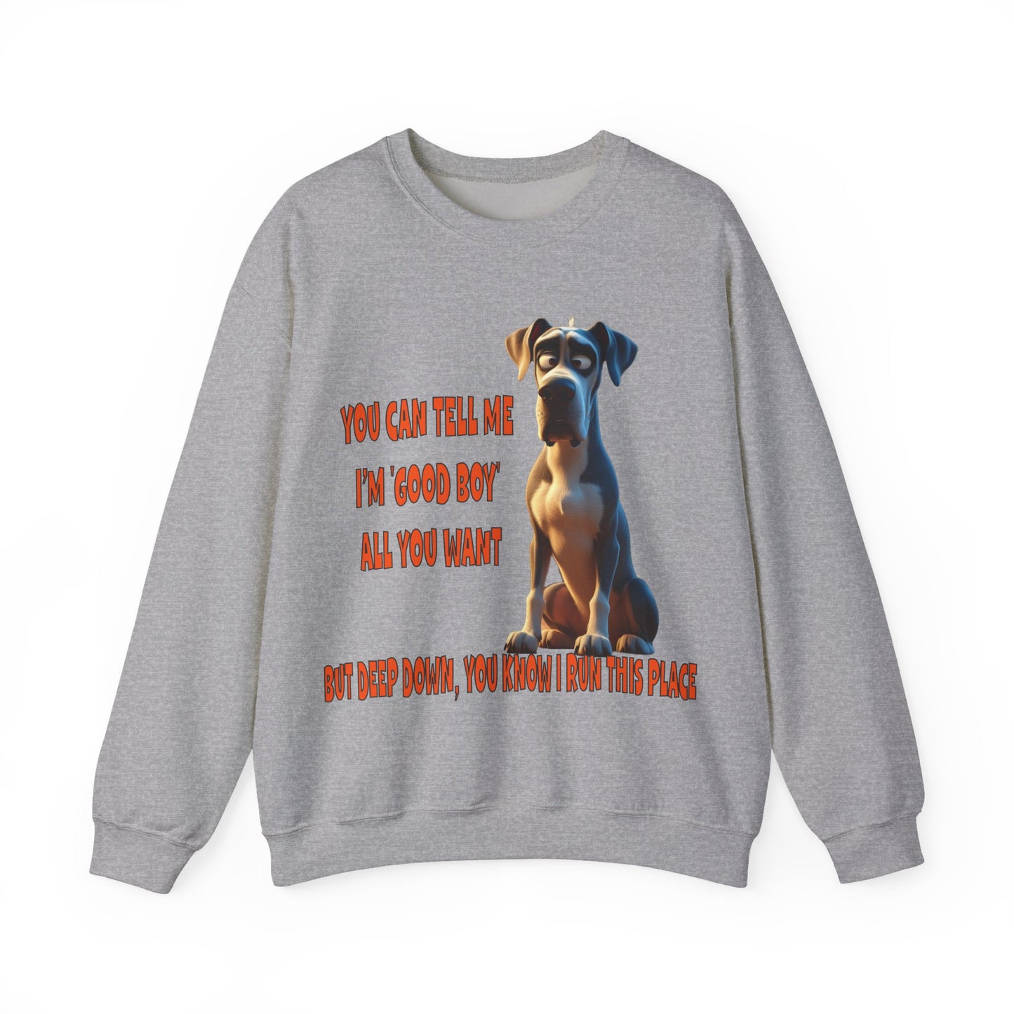 Great Danes with Tude! Lap Dog! - Dogs with Tude Collection - White  - Unisex Crewneck Sweatshirt