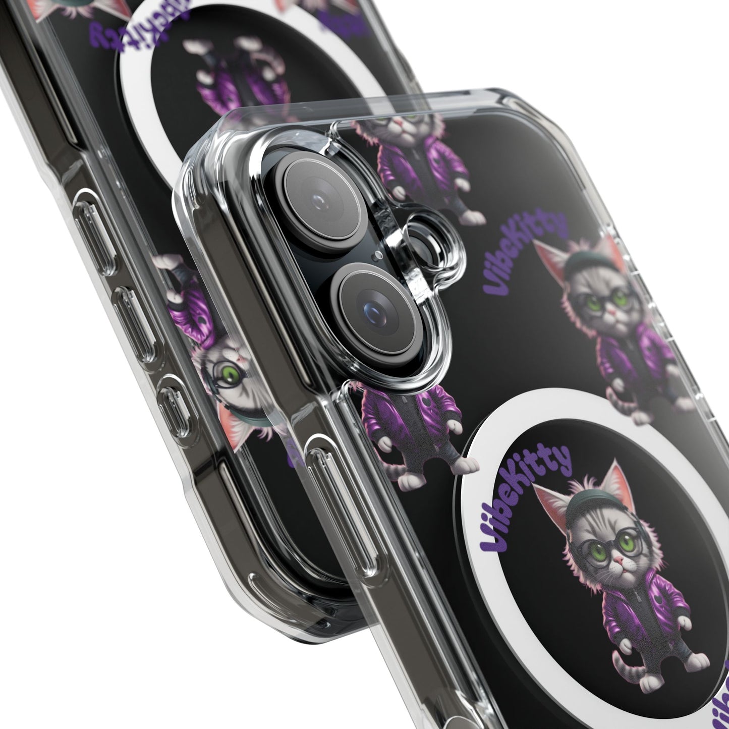Vibe Kitty Cool Cat Magnetic Clear iPhone Case, Gift for Cat Lovers