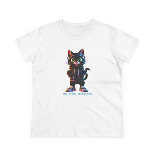 Cool Cat DJ Nightwhisk Tee, Casual Women's Shirt, Gift for Cat Lovers, Fun Everyday Wear, Cute Summer Top, Animal Lover Tee, Unique Fashion