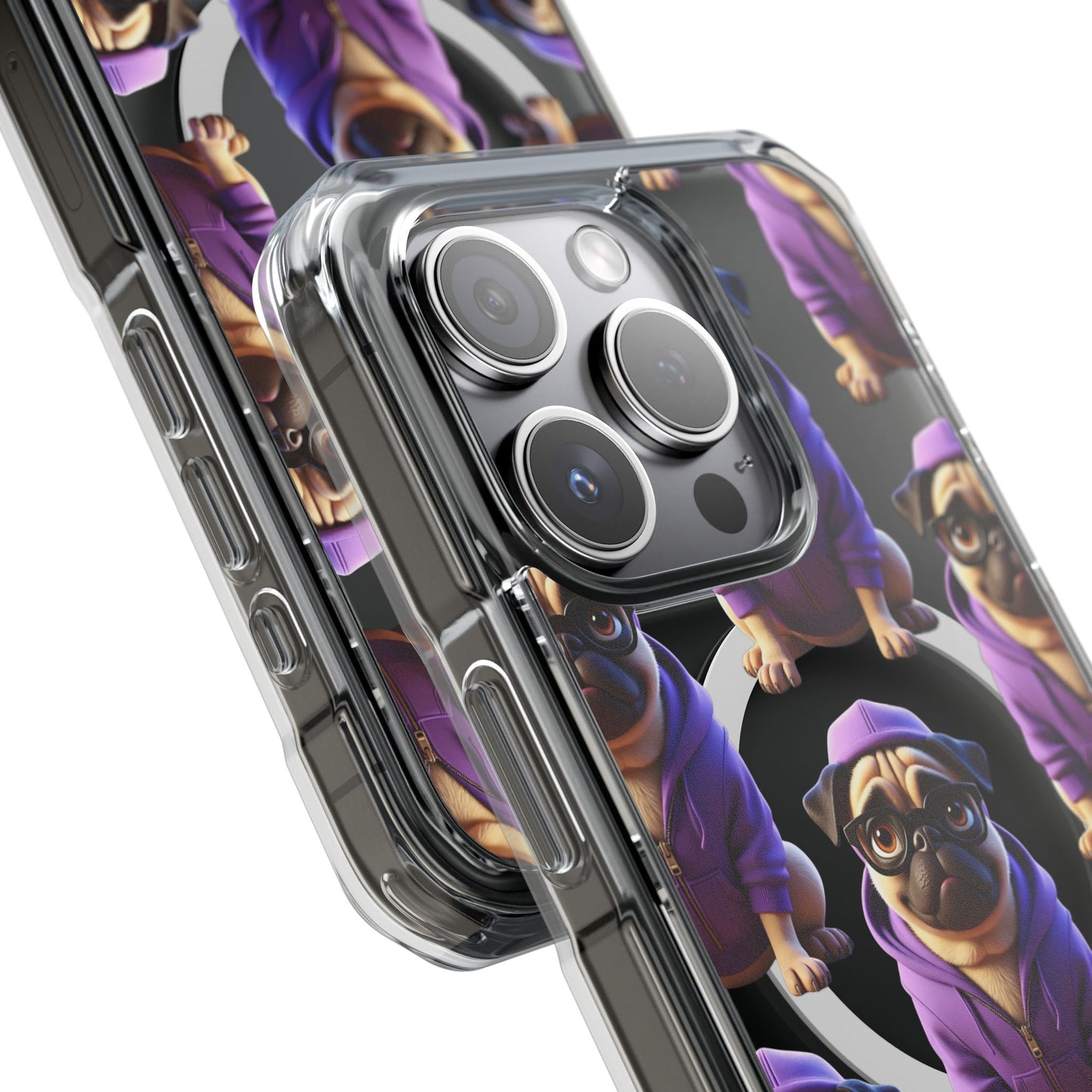Magnetic Pug iPhone Case, Cute Puggy Smalls Clear Case, Pug Dog Lover Gift, Pet Themed Phone Accessory, Unique Phone Cover
