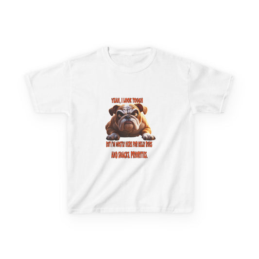 Funny Kids Bulldog Tee - "I look tough"