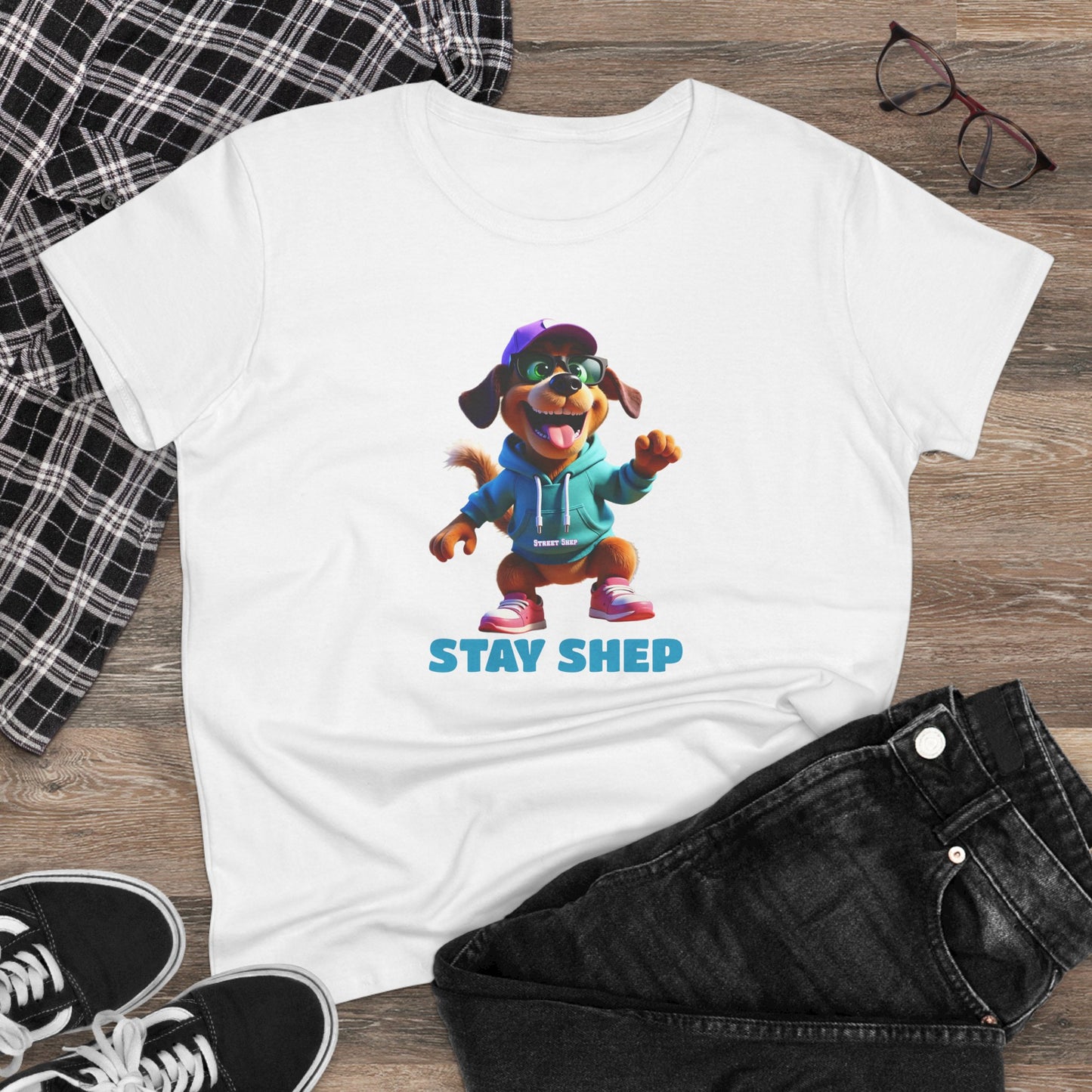Street Shep Dog Tee, Casual Women's Shirt, Gift for Dog and Animal Lovers, Fun Everyday Wear, Cute Summer Top, Animal Lover Tee, Unique Fashion