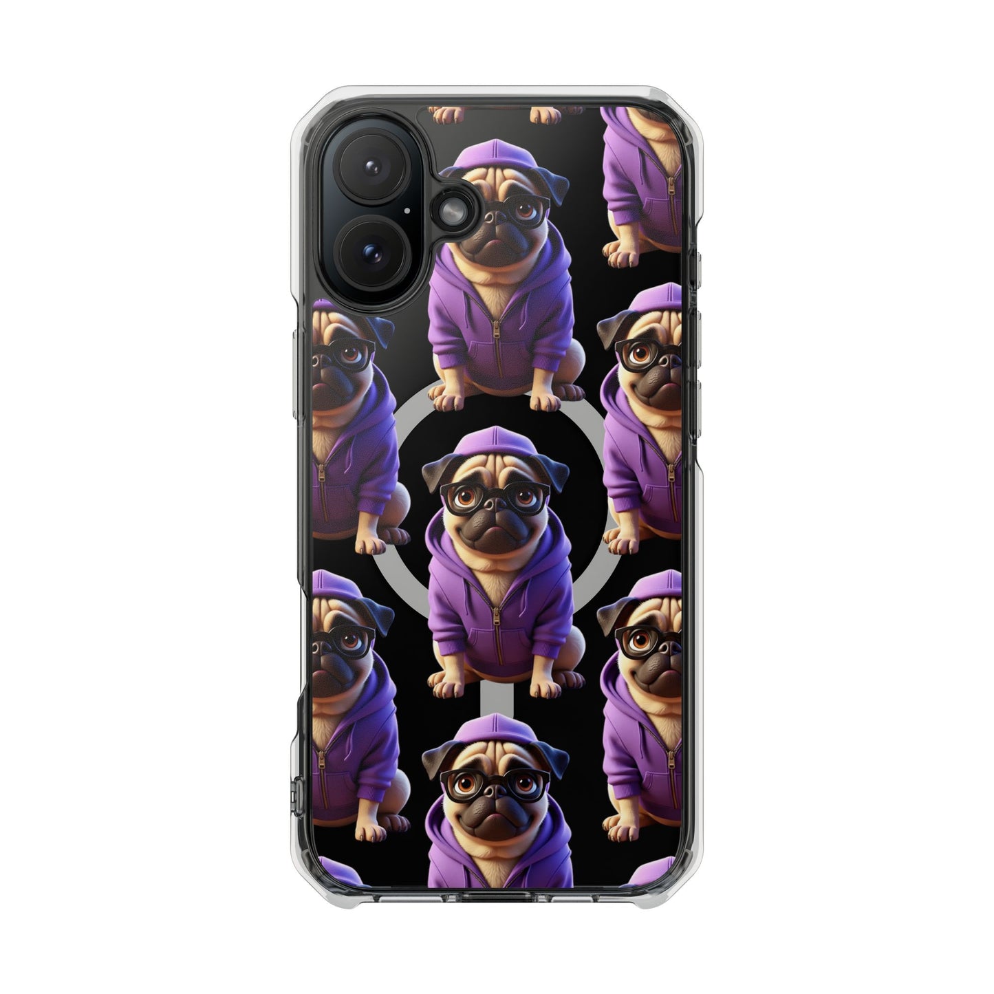 Magnetic Pug iPhone Case, Cute Puggy Smalls Clear Case, Pug Dog Lover Gift, Pet Themed Phone Accessory, Unique Phone Cover