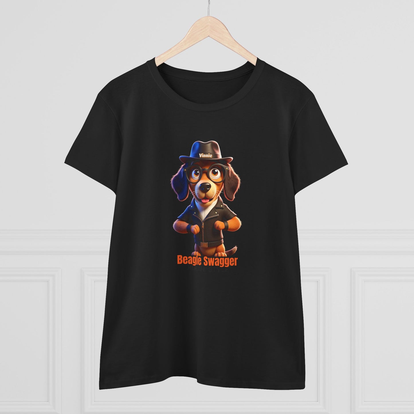 Vinnie Fedora BEAGLE SWAGGER - HUMAN STYLE Casual Women's Shirt, Gift for Dog and Animal Lovers, Fun Everyday Wear, Cute Summer Top, Animal Lover Tee, Unique Fashion
