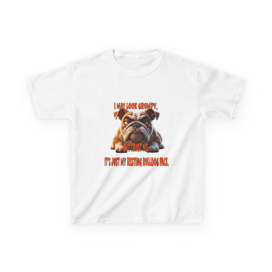 Funny Kids Bulldog Tee - "I May Look Grumpy, Just My Resting Face"