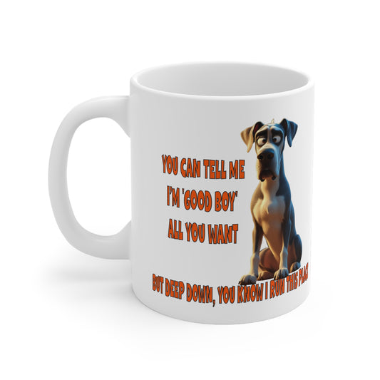 Great Danes with Tude! Im A Good Boy - Dogs with Tude Collection - White  11oz Ceramic Mug