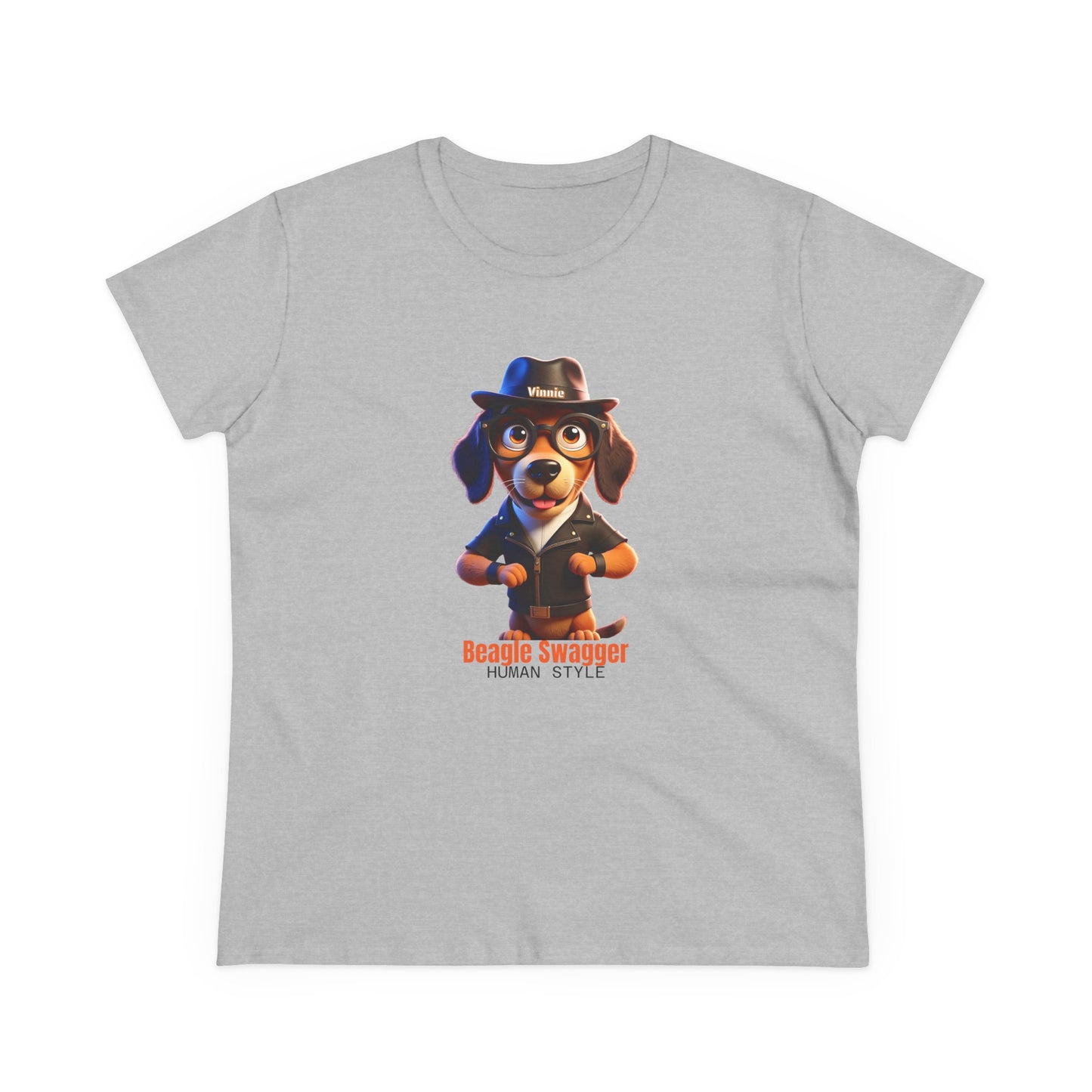 Vinnie Fedora BEAGLE SWAGGER - HUMAN STYLE Casual Women's Shirt, Gift for Dog and Animal Lovers, Fun Everyday Wear, Cute Summer Top, Animal Lover Tee, Unique Fashion
