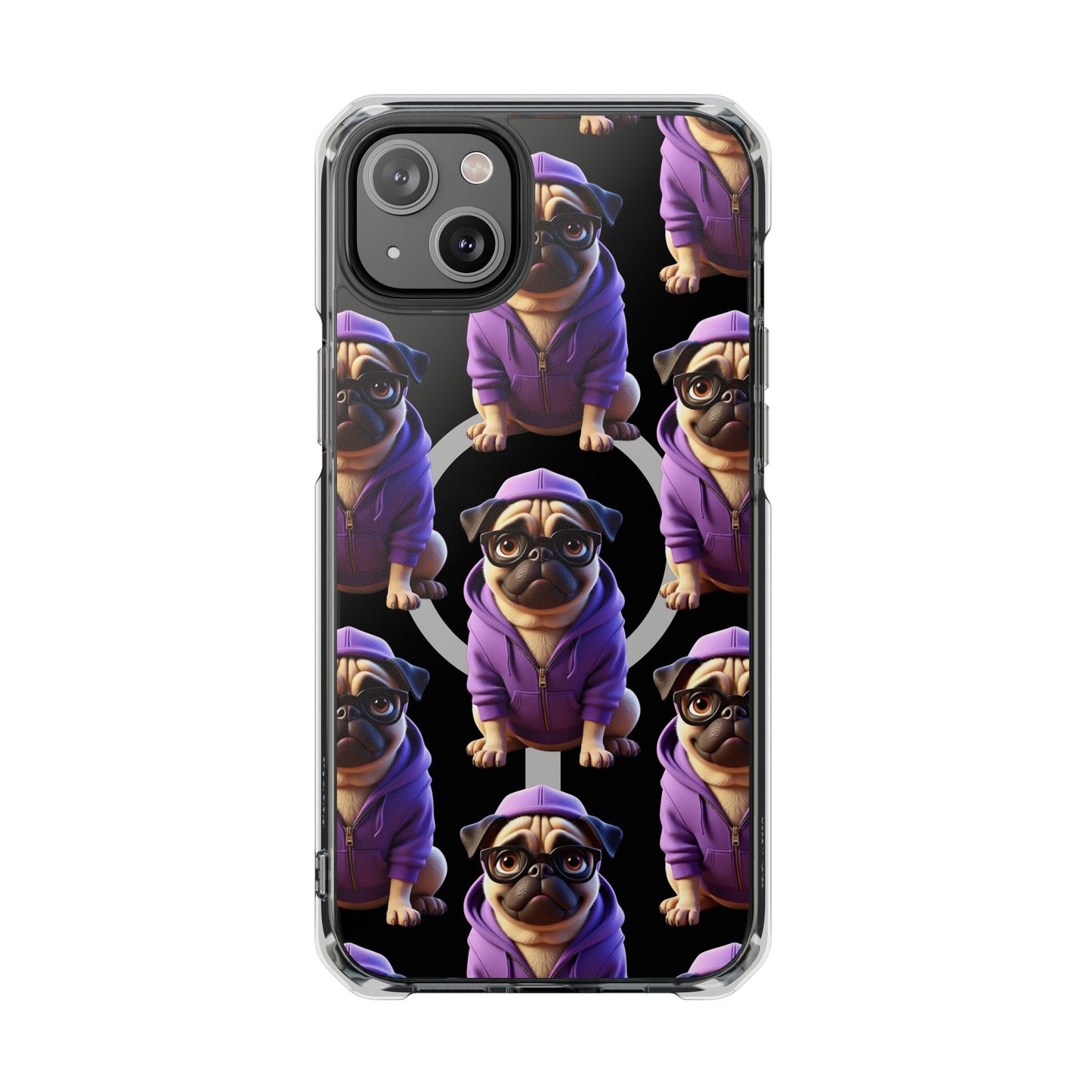 Magnetic Pug iPhone Case, Cute Puggy Smalls Clear Case, Pug Dog Lover Gift, Pet Themed Phone Accessory, Unique Phone Cover