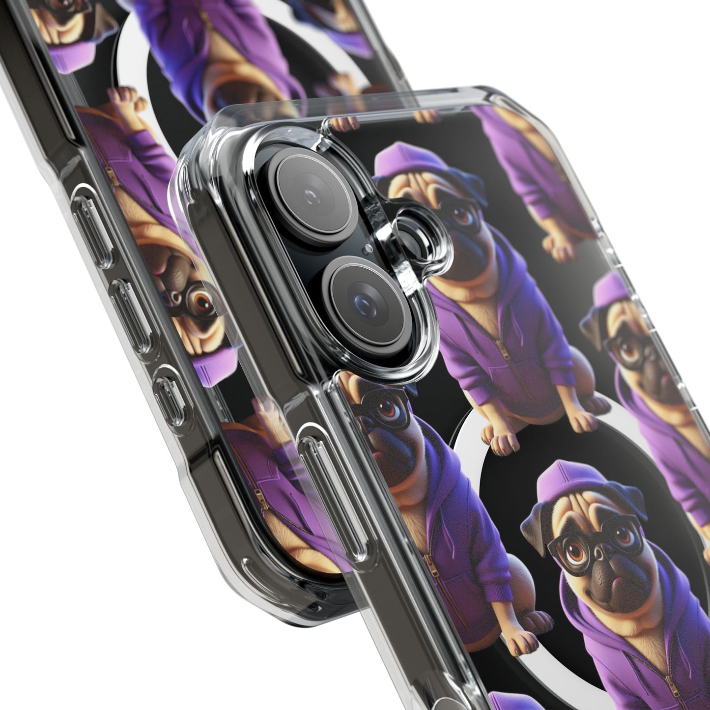 Magnetic Pug iPhone Case, Cute Puggy Smalls Clear Case, Pug Dog Lover Gift, Pet Themed Phone Accessory, Unique Phone Cover