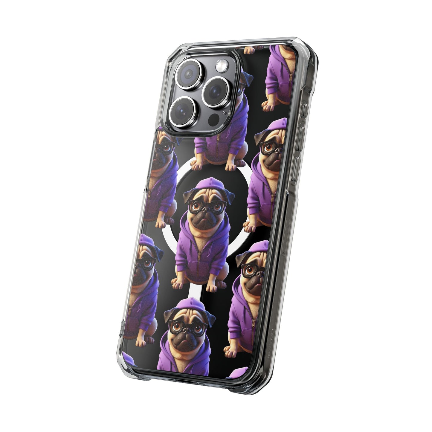 Magnetic Pug iPhone Case, Cute Puggy Smalls Clear Case, Pug Dog Lover Gift, Pet Themed Phone Accessory, Unique Phone Cover