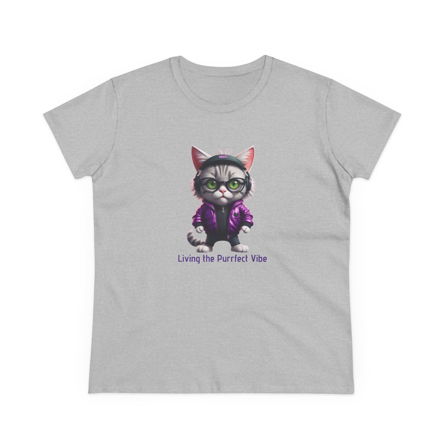 Vibe Kitty, Living the Purrfect Vibe - Casual Women's Shirt, Gift for Cat and Animal Lovers, Fun Everyday Wear, Cute Summer Top, Animal Lover Tee, Unique Fashion
