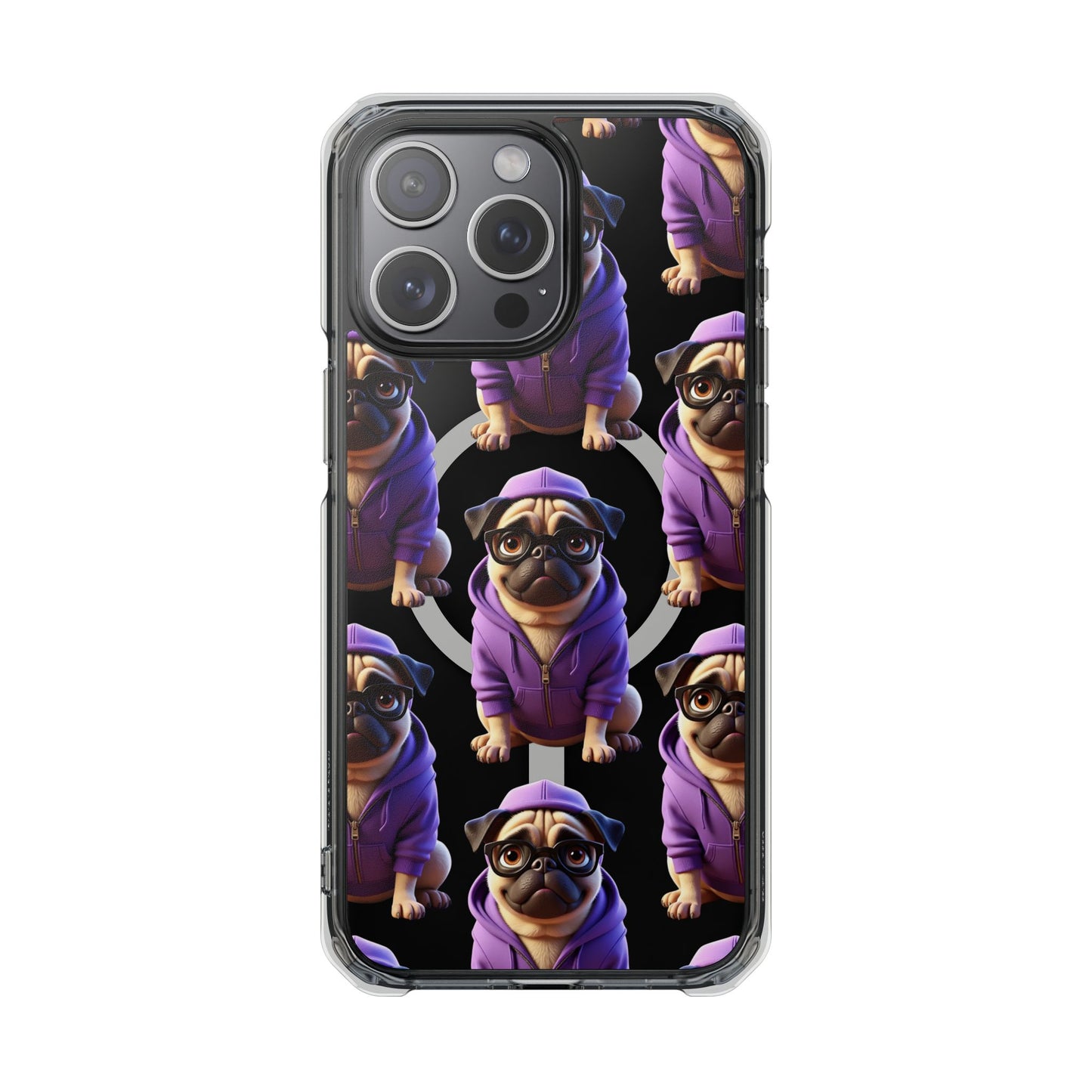 Magnetic Pug iPhone Case, Cute Puggy Smalls Clear Case, Pug Dog Lover Gift, Pet Themed Phone Accessory, Unique Phone Cover