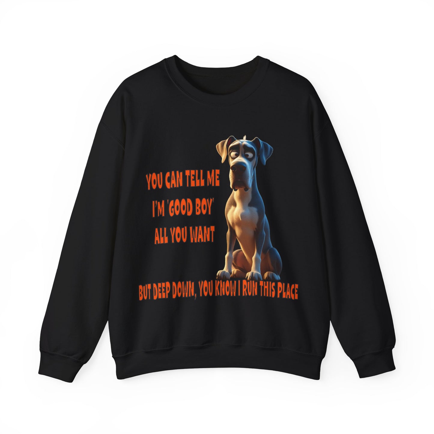 Great Danes with Tude! Lap Dog! - Dogs with Tude Collection - White  - Unisex Crewneck Sweatshirt