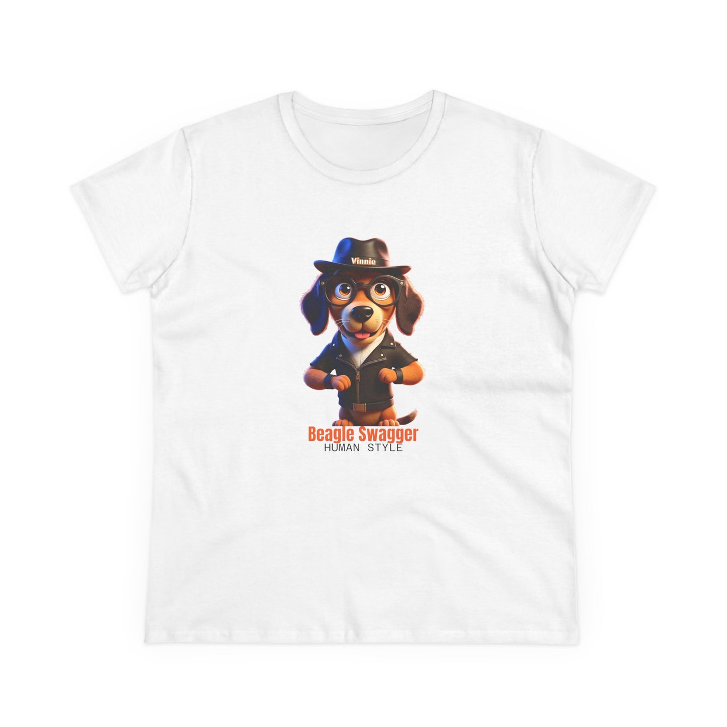 Vinnie Fedora BEAGLE SWAGGER - HUMAN STYLE Casual Women's Shirt, Gift for Dog and Animal Lovers, Fun Everyday Wear, Cute Summer Top, Animal Lover Tee, Unique Fashion