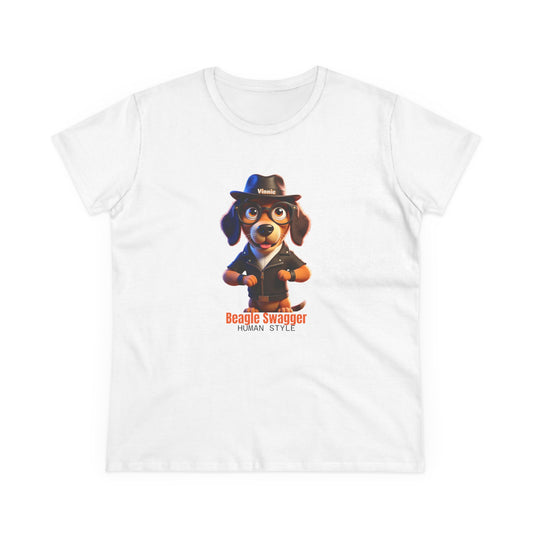 Vinnie Fedora BEAGLE SWAGGER - HUMAN STYLE Casual Women's Shirt, Gift for Dog and Animal Lovers, Fun Everyday Wear, Cute Summer Top, Animal Lover Tee, Unique Fashion