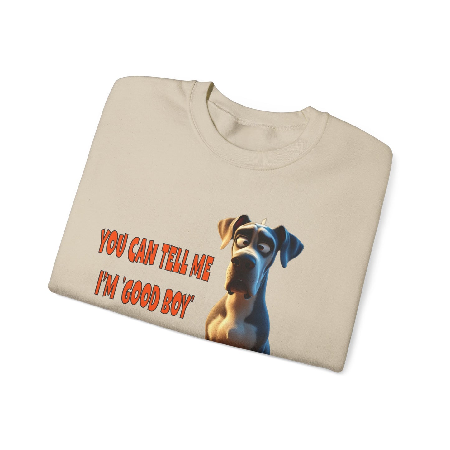 Great Danes with Tude! Lap Dog! - Dogs with Tude Collection - White  - Unisex Crewneck Sweatshirt