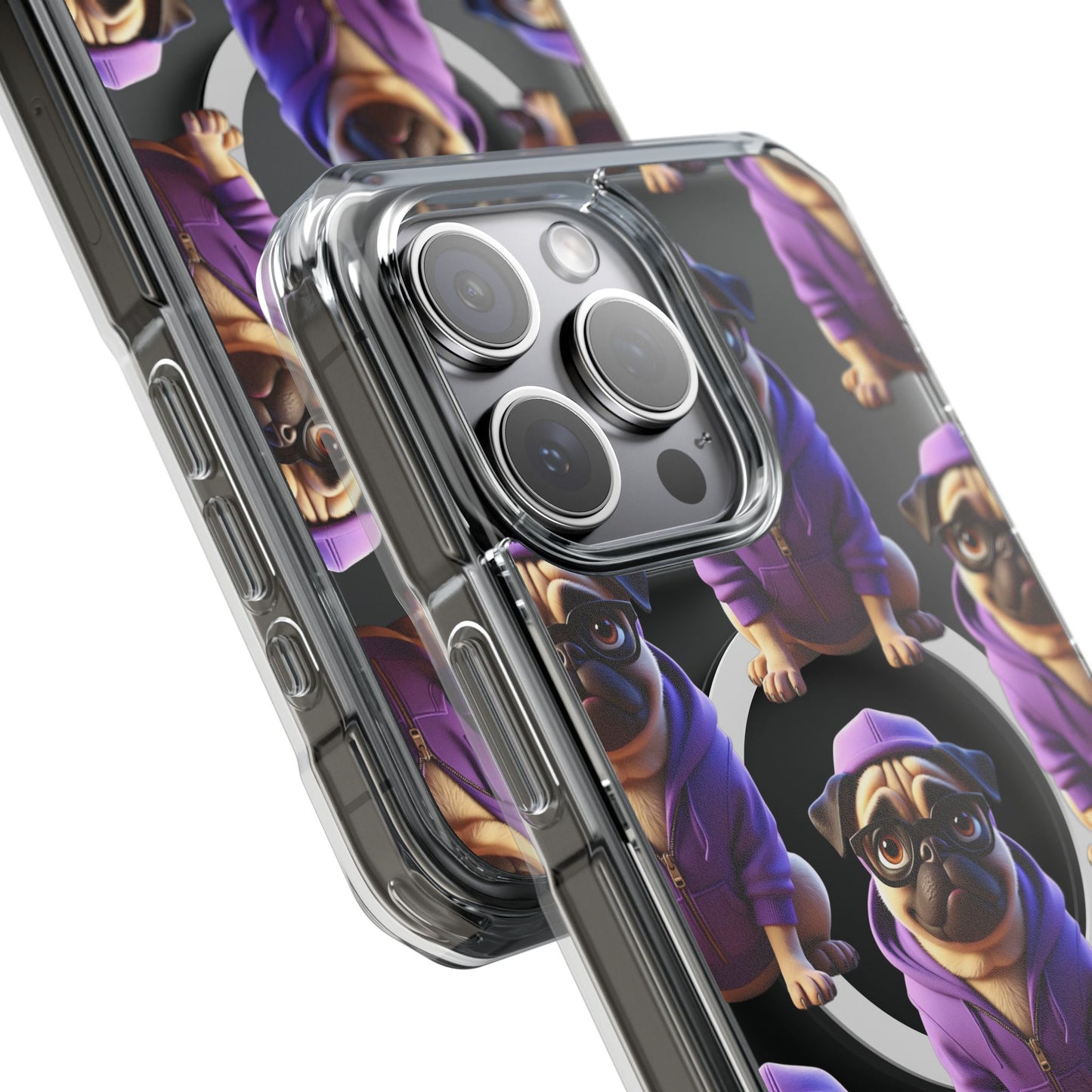 Magnetic Pug iPhone Case, Cute Puggy Smalls Clear Case, Pug Dog Lover Gift, Pet Themed Phone Accessory, Unique Phone Cover