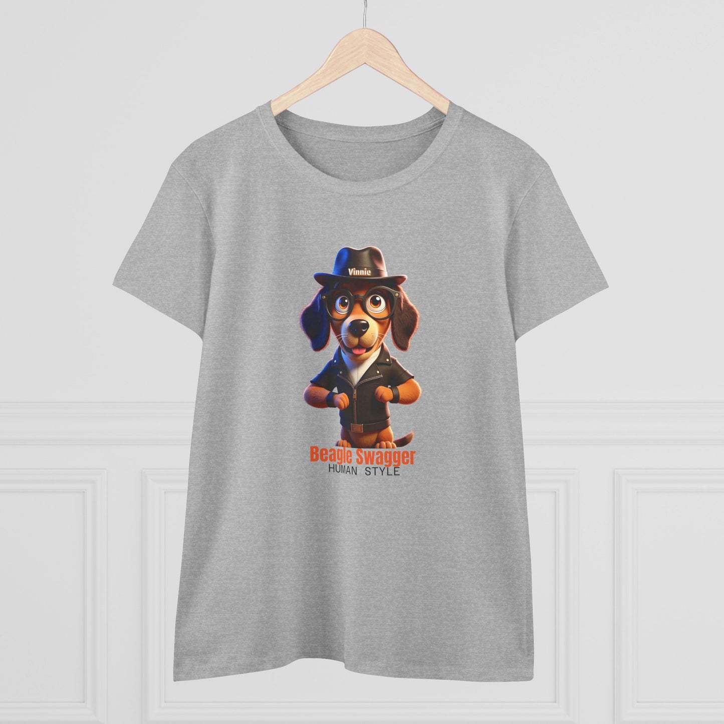 Vinnie Fedora BEAGLE SWAGGER - HUMAN STYLE Casual Women's Shirt, Gift for Dog and Animal Lovers, Fun Everyday Wear, Cute Summer Top, Animal Lover Tee, Unique Fashion