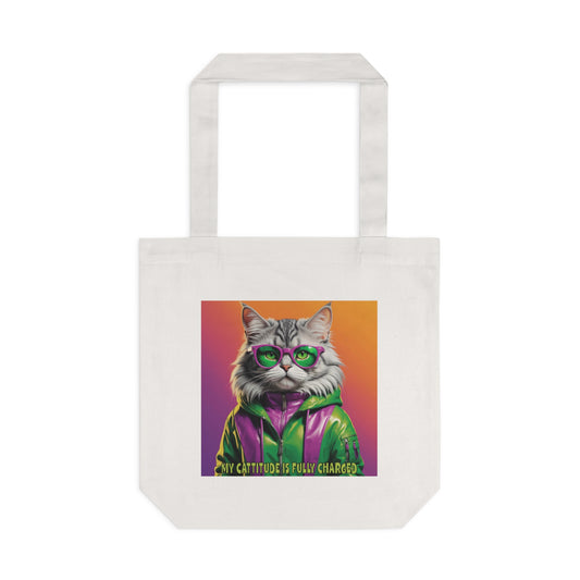 Cool Cats with Tude! My Cattitude is Fully Charged! Tote Bag