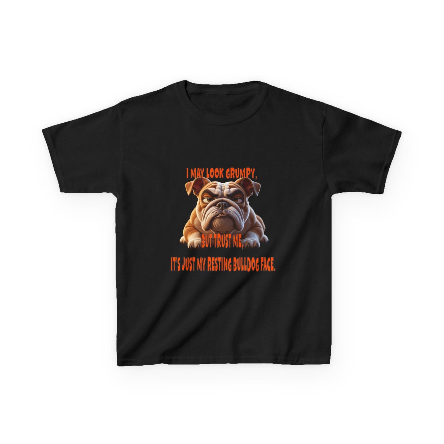 Funny Kids Bulldog Tee - "I May Look Grumpy, Just My Resting Face"