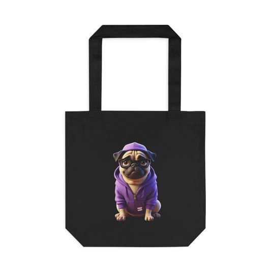 Puggy Smalls Cute Pug Cotton Tote Bag, Fun Pet Lover Gift, Eco-Friendly Shopping Bag, Dog-Themed Bag, Tote for Dog Owners, Unique Pet Merchandise