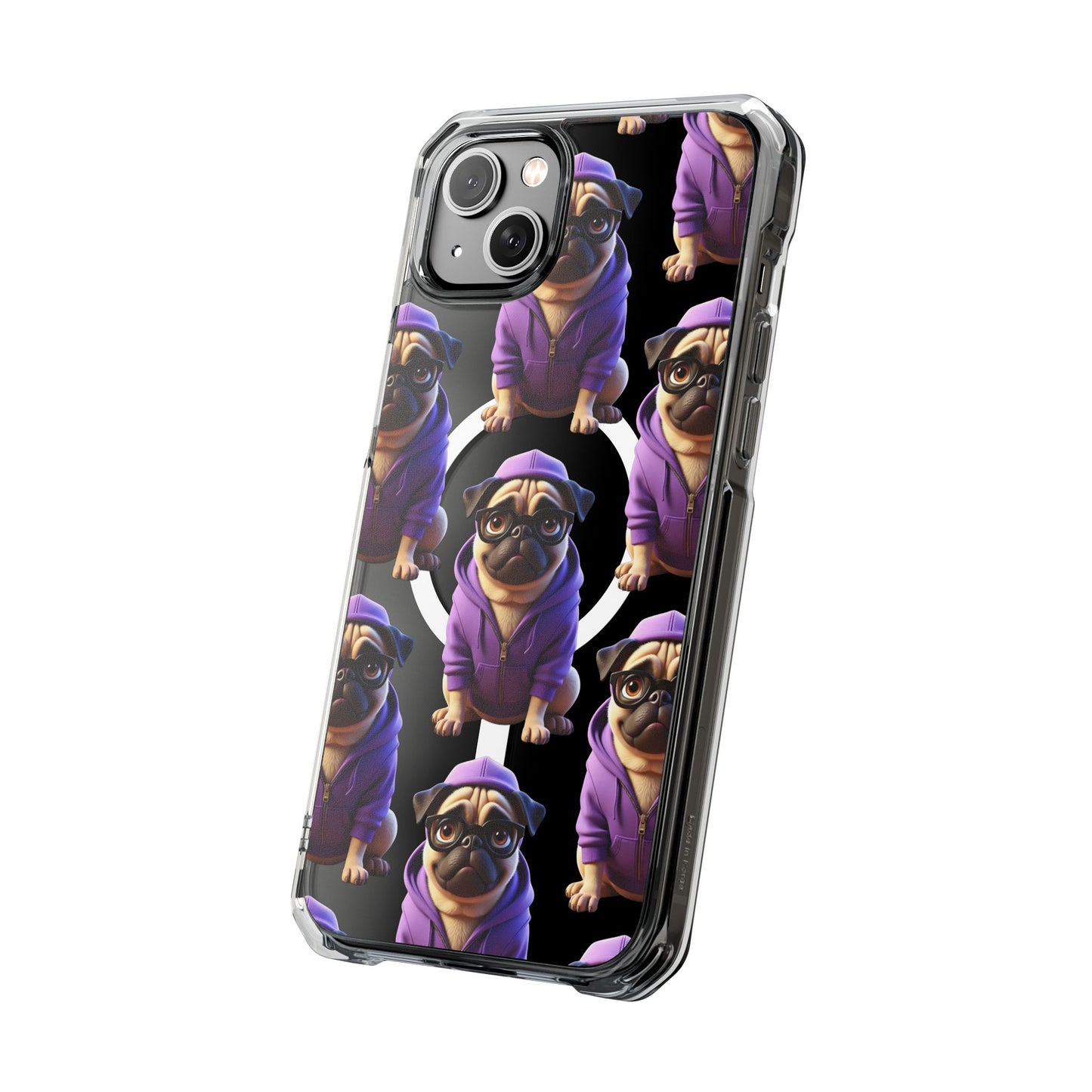 Magnetic Pug iPhone Case, Cute Puggy Smalls Clear Case, Pug Dog Lover Gift, Pet Themed Phone Accessory, Unique Phone Cover