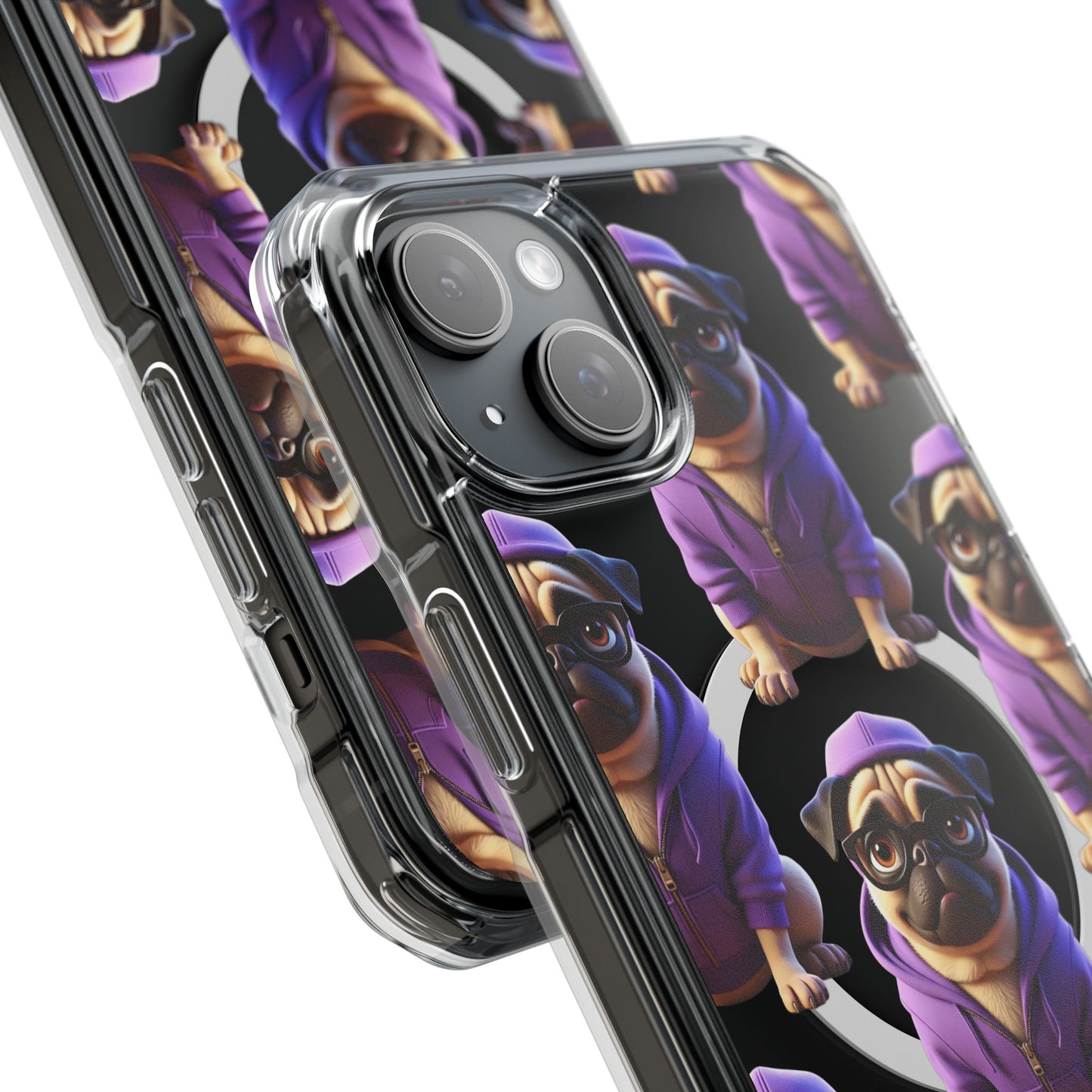 Magnetic Pug iPhone Case, Cute Puggy Smalls Clear Case, Pug Dog Lover Gift, Pet Themed Phone Accessory, Unique Phone Cover