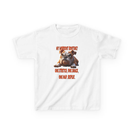 My Workout Routine! Kids funny Bulldog tee.
