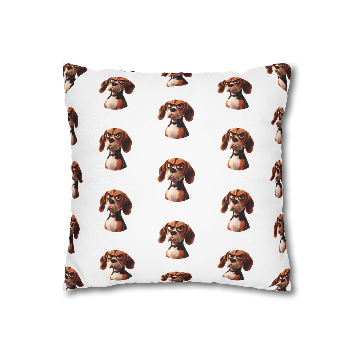 Square Pillowcase Beagles with Tude Design - "You're eating without me!"