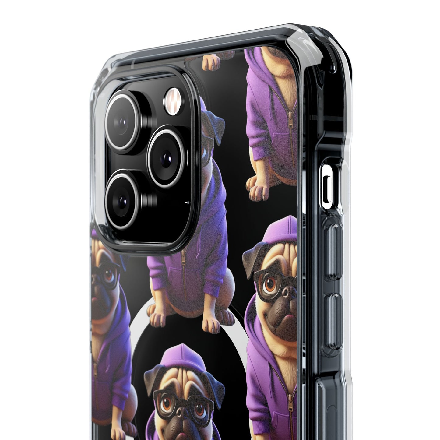 Magnetic Pug iPhone Case, Cute Puggy Smalls Clear Case, Pug Dog Lover Gift, Pet Themed Phone Accessory, Unique Phone Cover