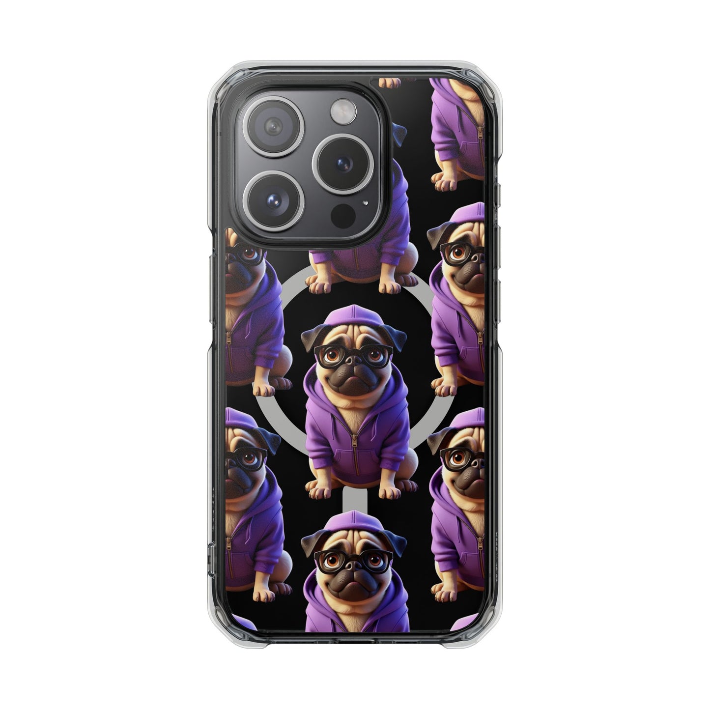 Magnetic Pug iPhone Case, Cute Puggy Smalls Clear Case, Pug Dog Lover Gift, Pet Themed Phone Accessory, Unique Phone Cover
