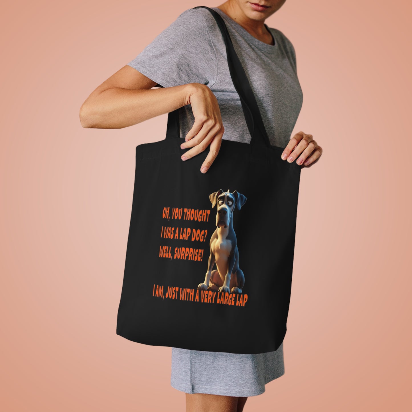 Great Danes with Tude! Lap Dog! - Dogs with Tude Collection - Tote Bag - White, Natural and Black 100% Cotton
