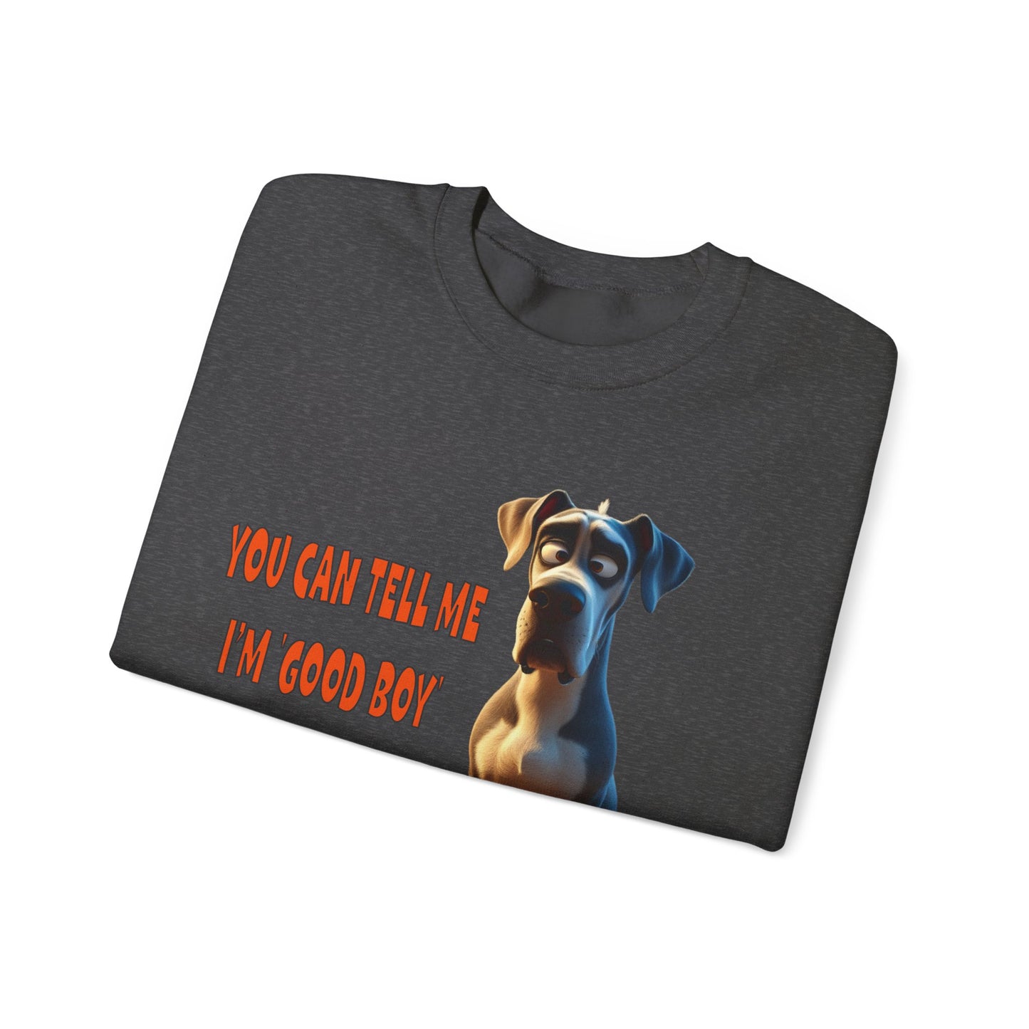 Great Danes with Tude! Lap Dog! - Dogs with Tude Collection - White  - Unisex Crewneck Sweatshirt