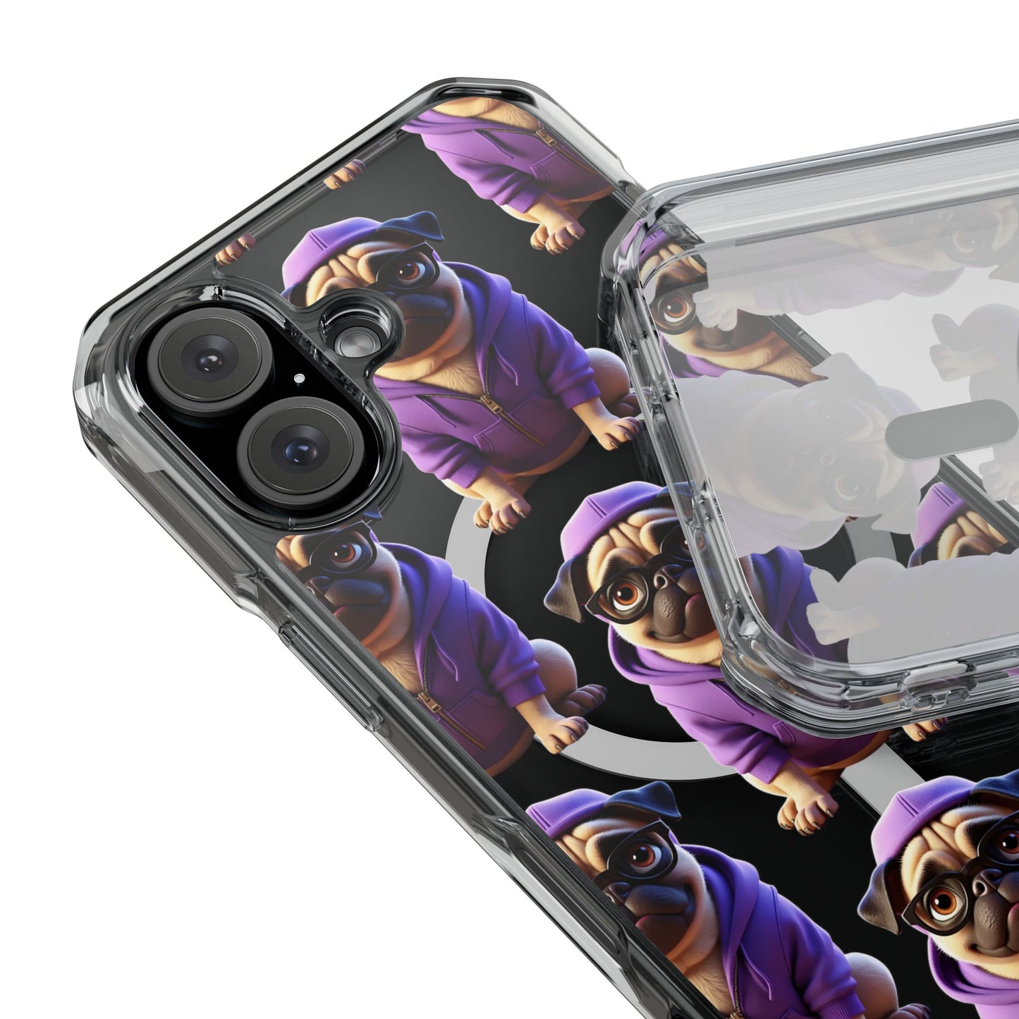 Magnetic Pug iPhone Case, Cute Puggy Smalls Clear Case, Pug Dog Lover Gift, Pet Themed Phone Accessory, Unique Phone Cover