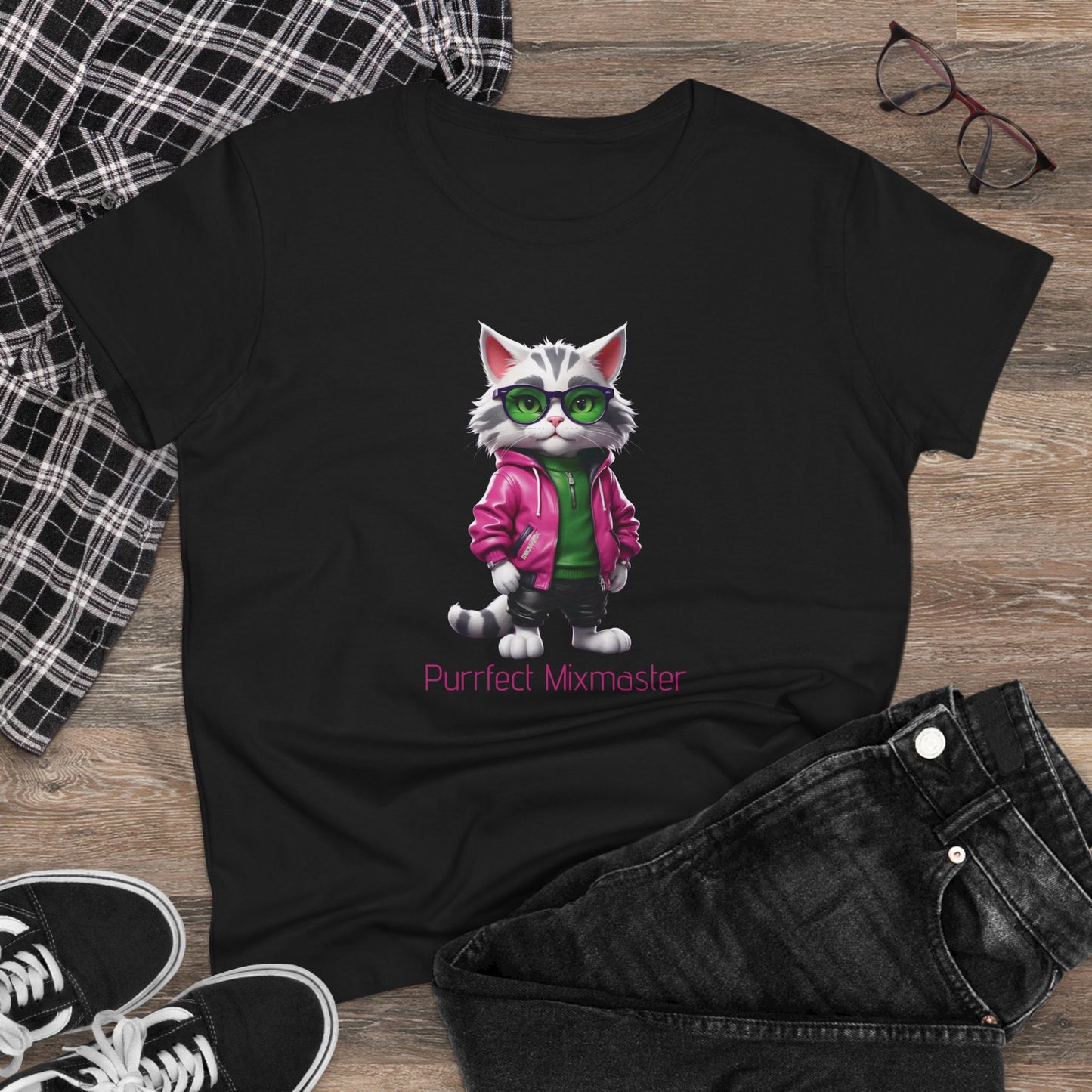Meowtrix Cool Cat Tee, Casual Women's Shirt, Gift for Cat and Animal Lovers, Fun Everyday Wear, Cute Summer Top, Animal Lover Tee, Unique Fashion