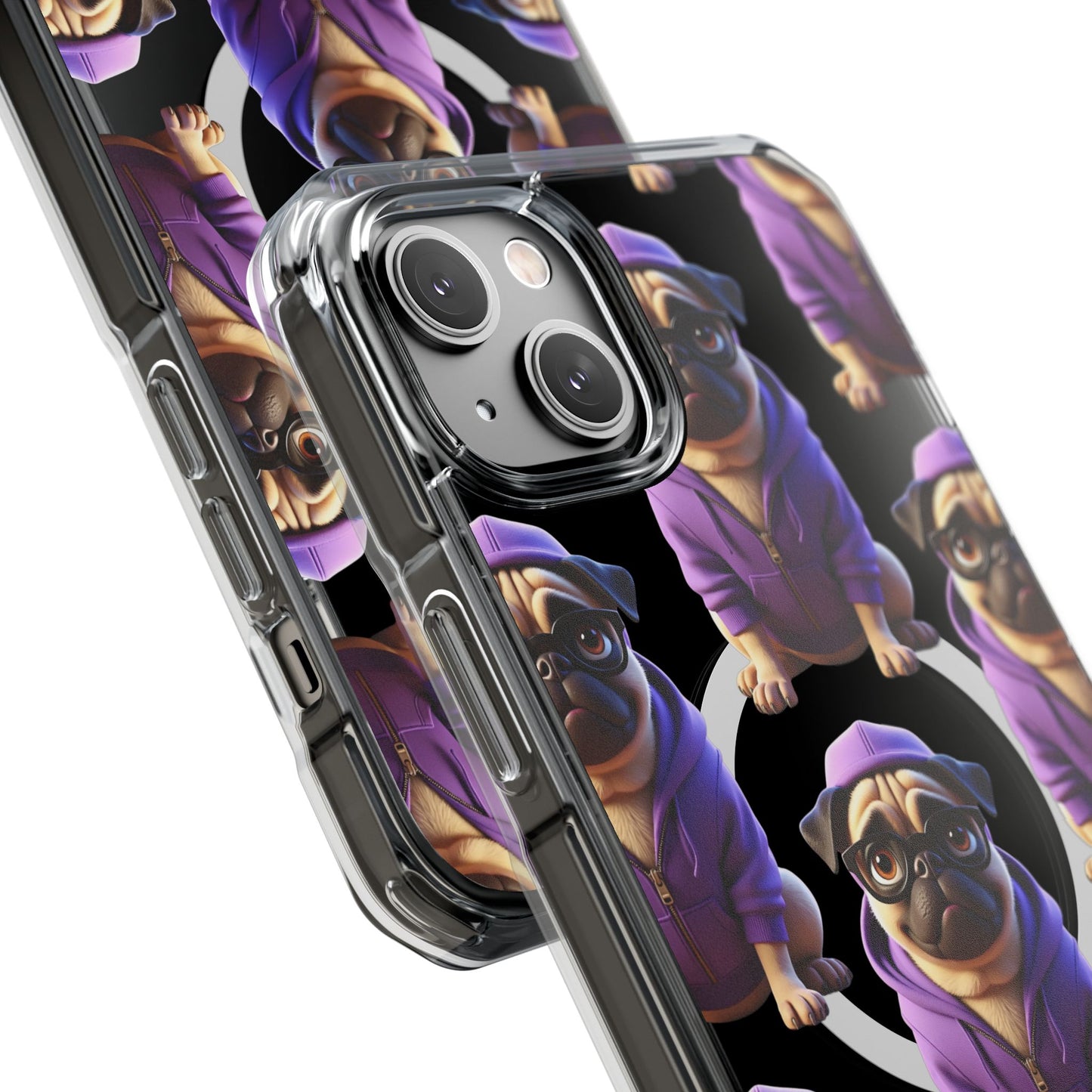 Magnetic Pug iPhone Case, Cute Puggy Smalls Clear Case, Pug Dog Lover Gift, Pet Themed Phone Accessory, Unique Phone Cover